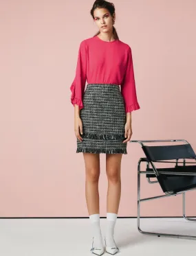 12334 Black Patterned Above Knee Skirt