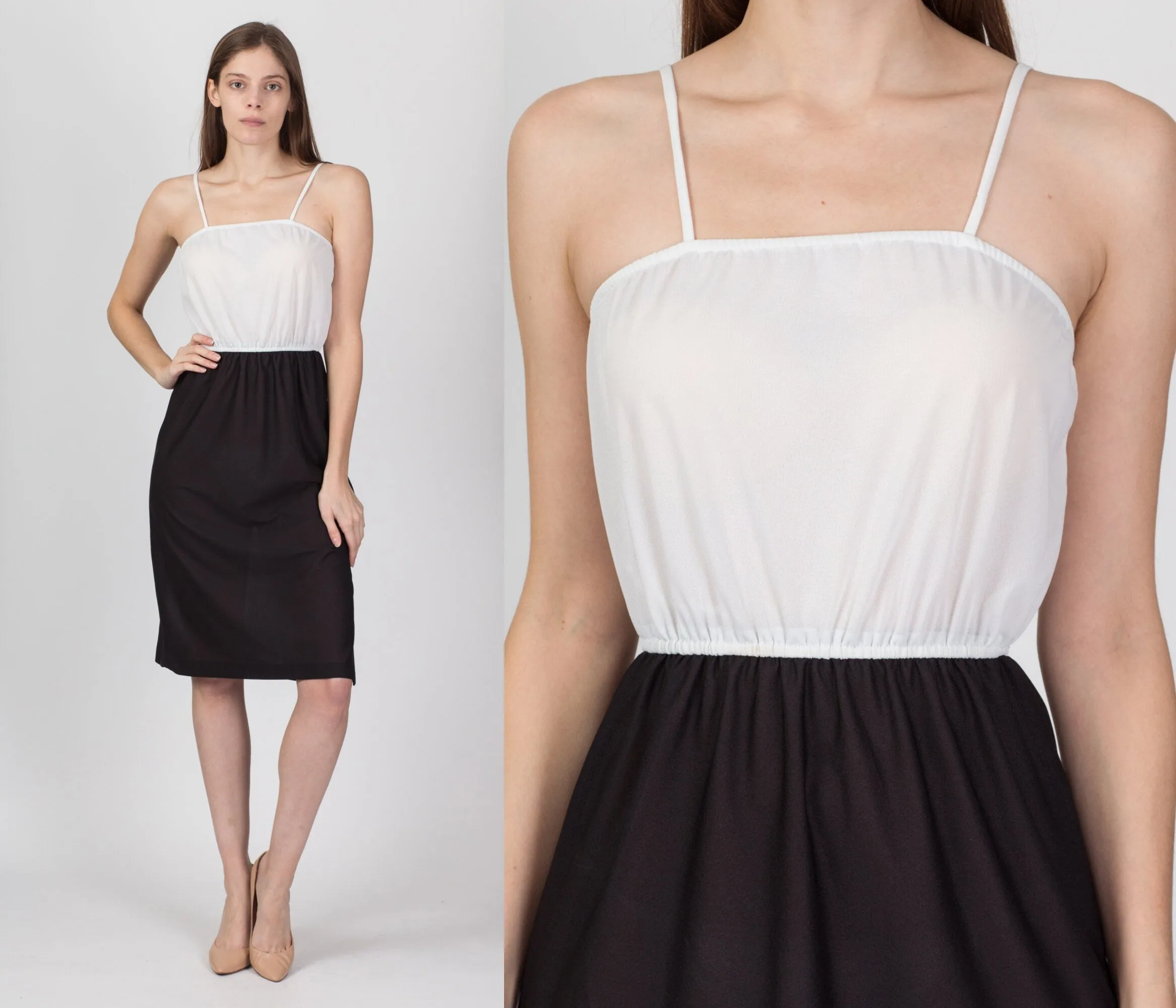 70s Black & White Sundress - Small