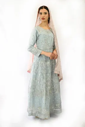 Baby Blue | Chiffon | Anarkali long Maxi dress