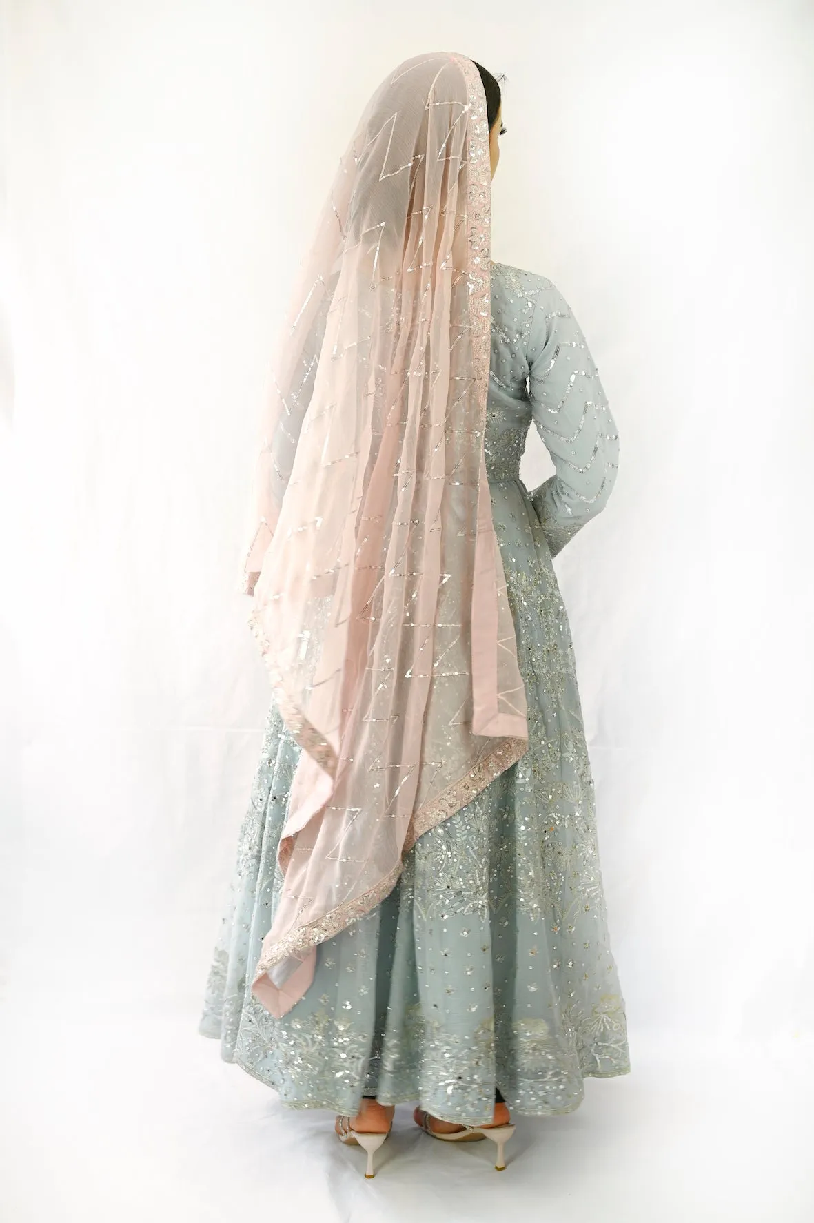 Baby Blue | Chiffon | Anarkali long Maxi dress