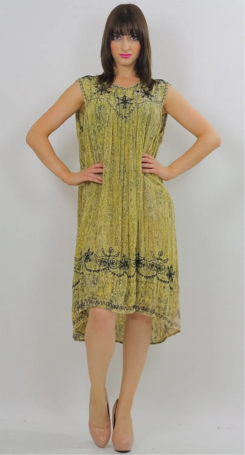 Boho Embroidered Hippie India Tent dress Bohemian M L