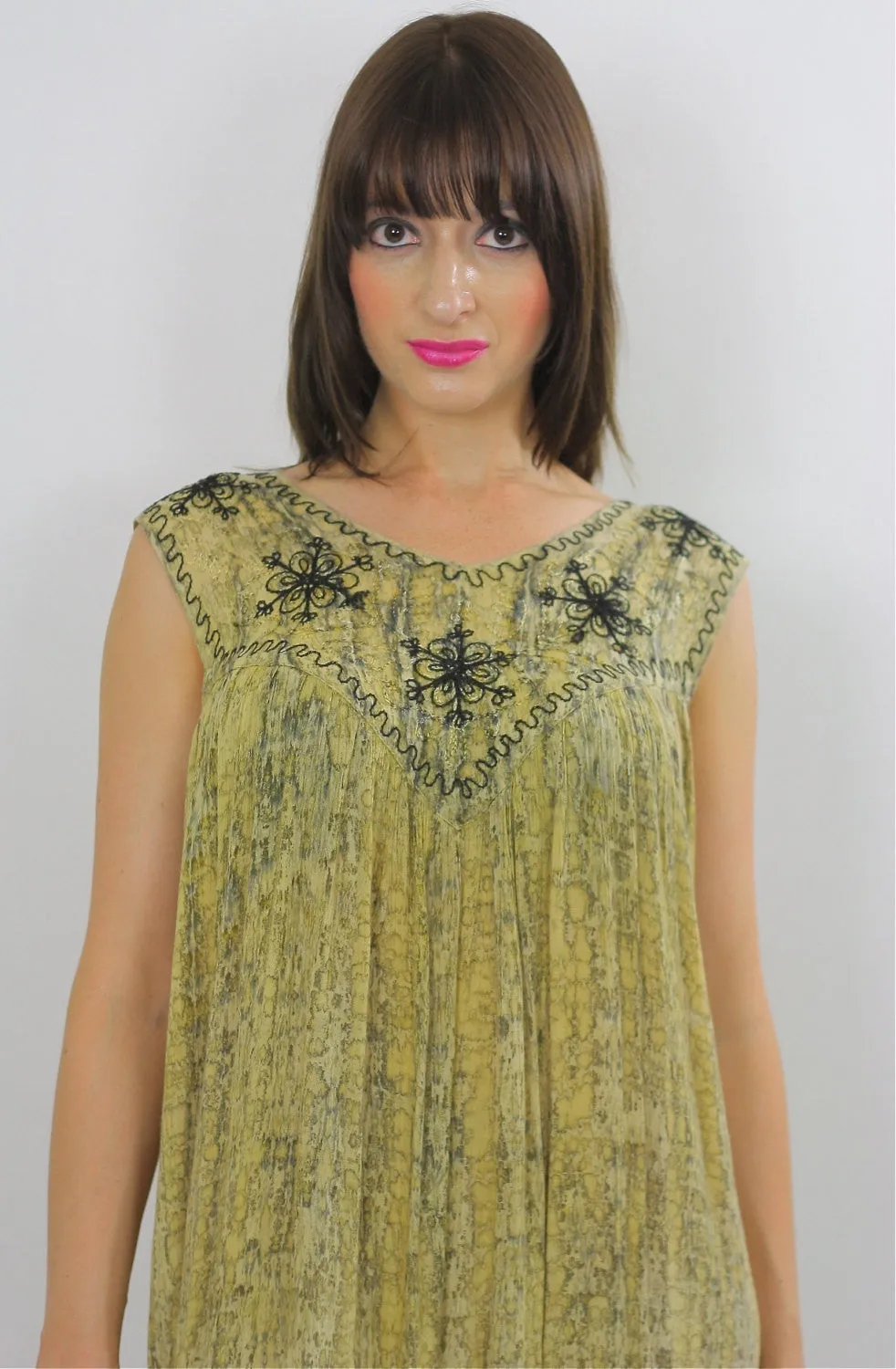 Boho Embroidered Hippie India Tent dress Bohemian M L