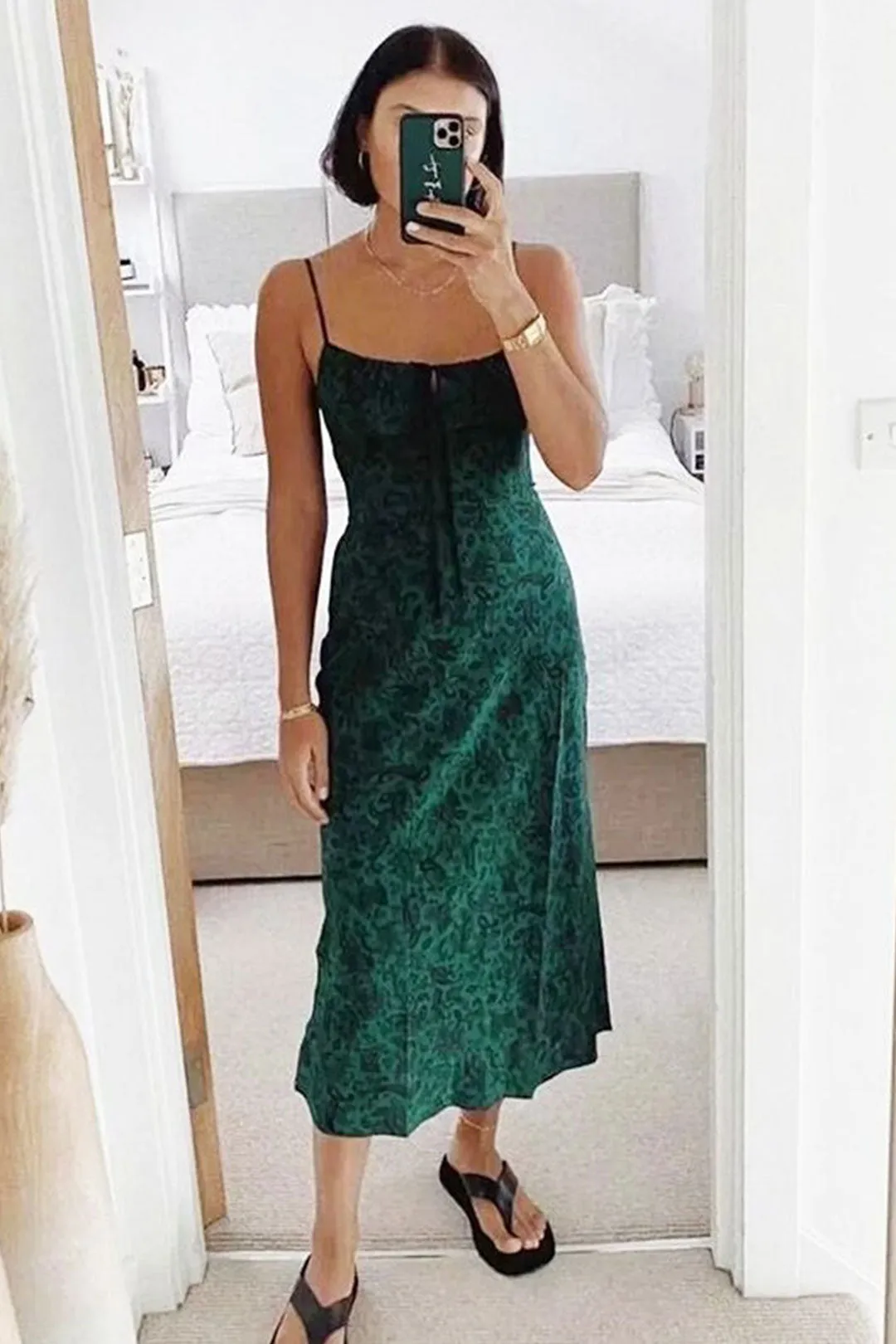Boho Maxi Dress, Strappy Sundress, Missy Daisy in Green