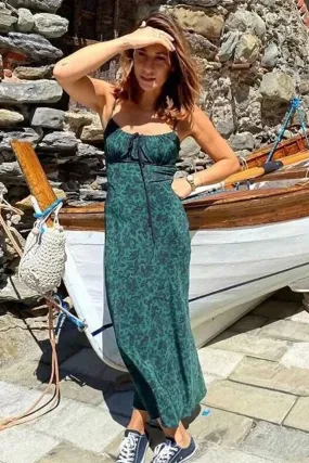 Boho Maxi Dress, Strappy Sundress, Missy Daisy in Green