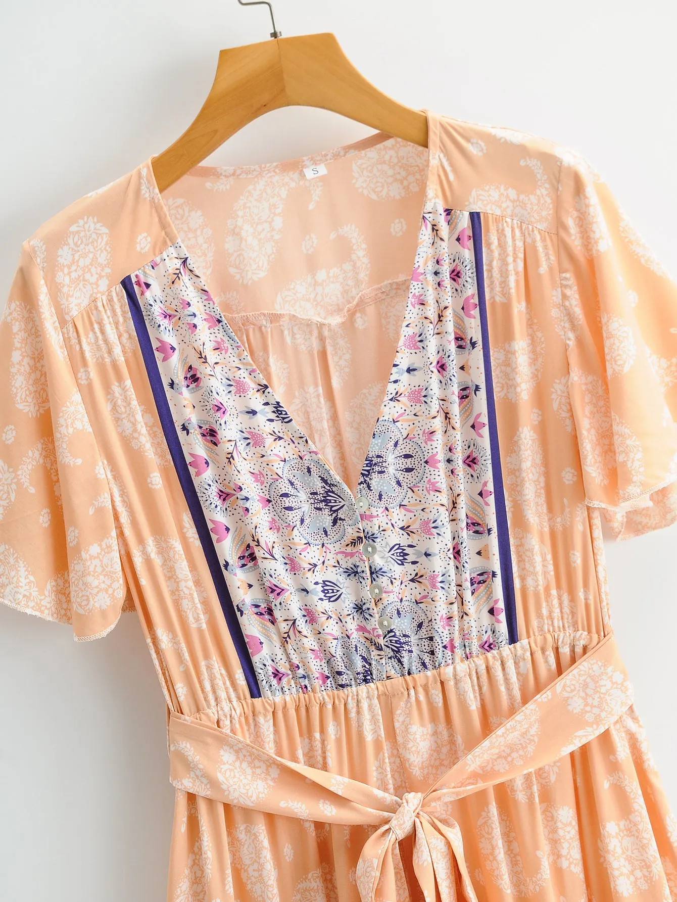 Boho Maxi Dress, Sundress, Orange Cantaloupe