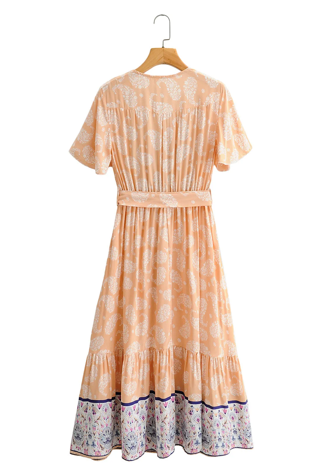 Boho Maxi Dress, Sundress, Orange Cantaloupe
