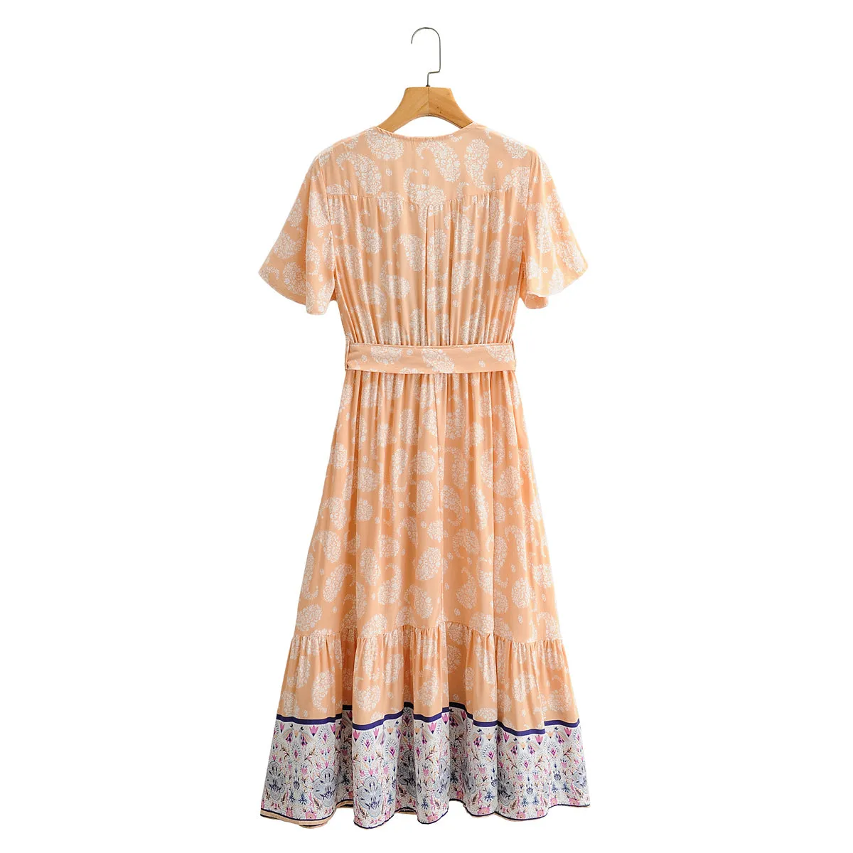 Boho Maxi Dress, Sundress, Orange Cantaloupe