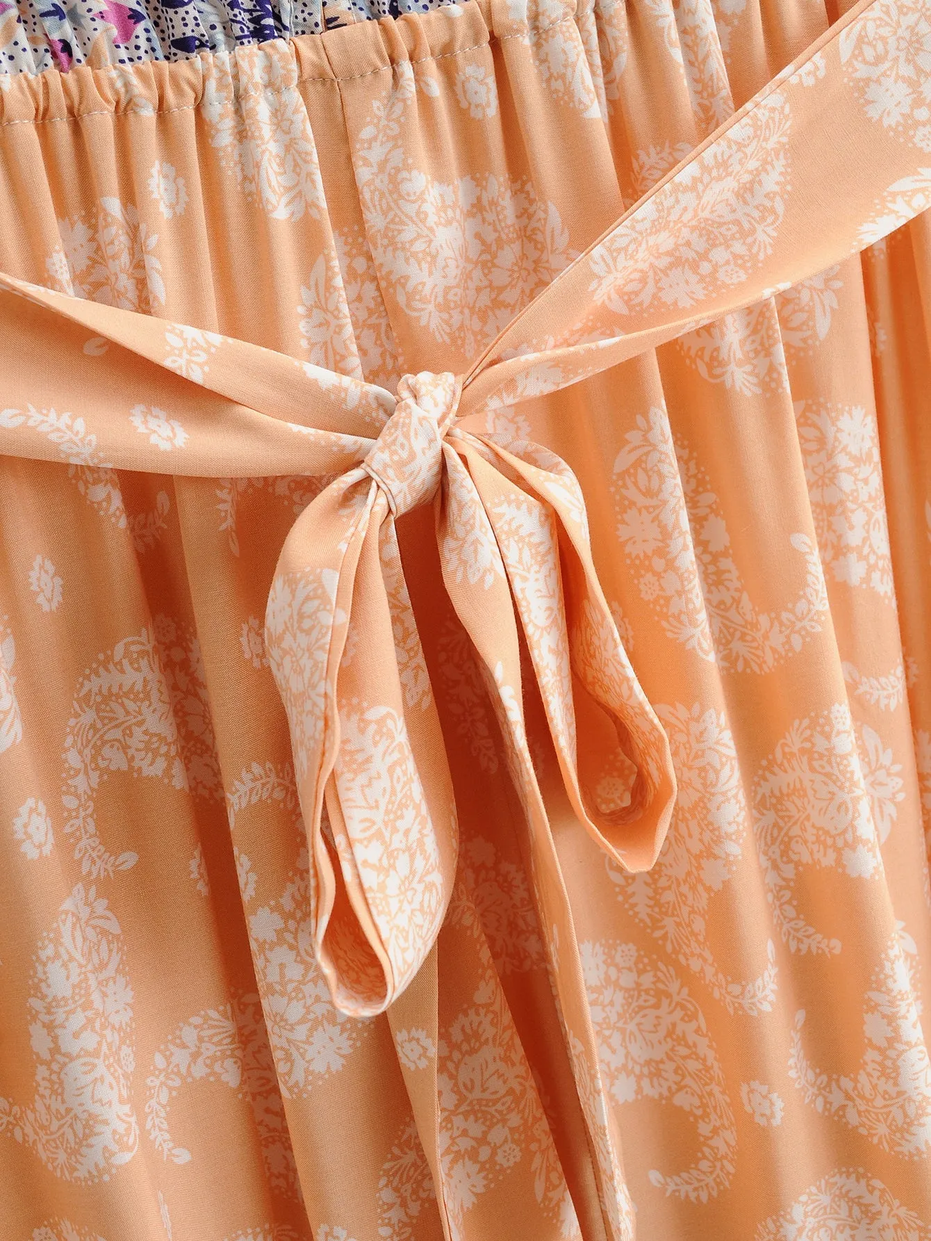 Boho Maxi Dress, Sundress, Orange Cantaloupe