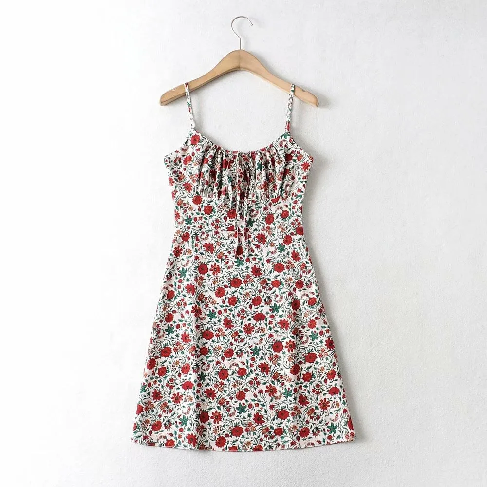 Boho Mini Dress Strappy Sundress, Missy Daisy in Gold and White