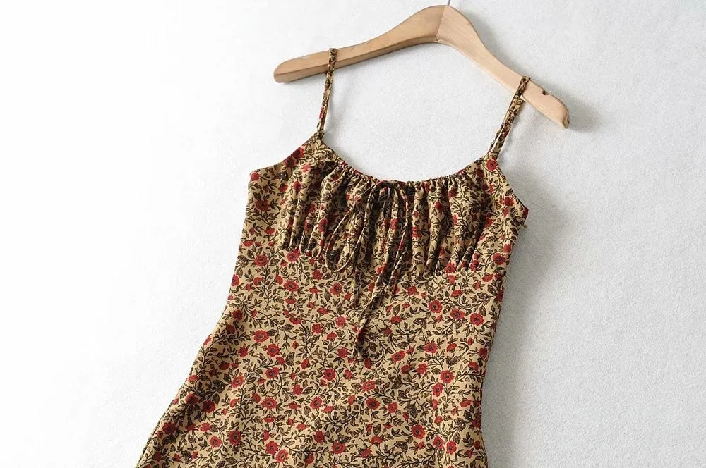 Boho Mini Dress Strappy Sundress, Missy Daisy in Gold and White
