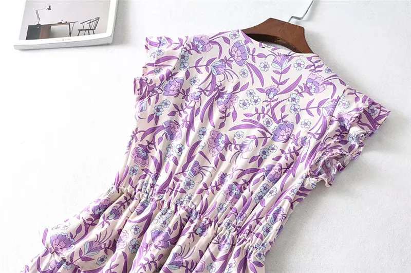 Boho Mini Dress Sundress, Purple Lavender