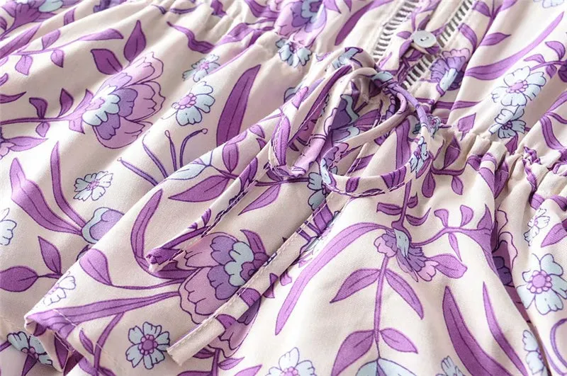 Boho Mini Dress Sundress, Purple Lavender