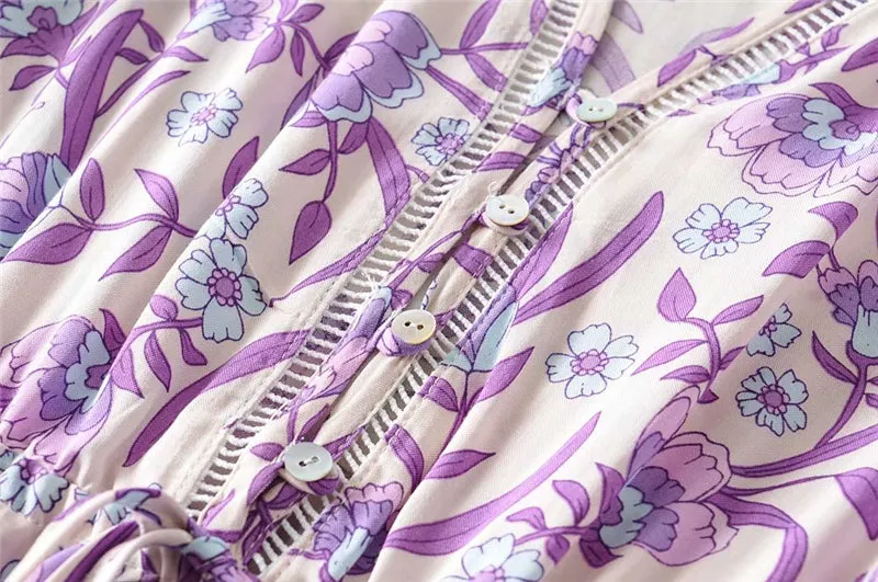 Boho Mini Dress Sundress, Purple Lavender