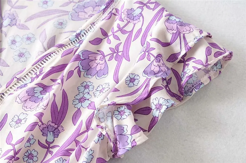 Boho Mini Dress Sundress, Purple Lavender