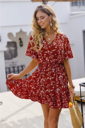 Boho Mini Dress  Sundress, Red Penny