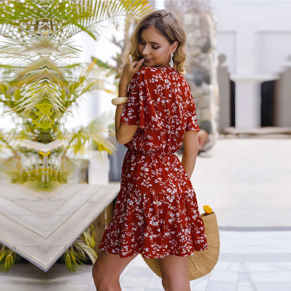 Boho Mini Dress  Sundress, Red Penny