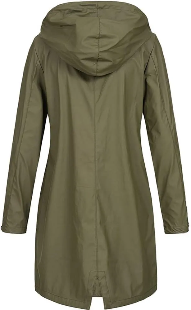 Coats for Women,Plus Jacket Outdoor Windproof Hooded Solid Women Coat Rain Raincoat Women's Coat Light Dressy Jackets
