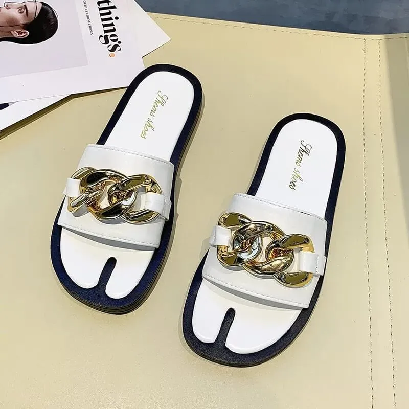Comfy Leather Chain Slides  COLORS