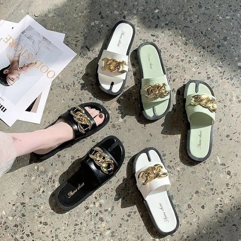 Comfy Leather Chain Slides  COLORS