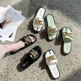 Comfy Leather Chain Slides  COLORS