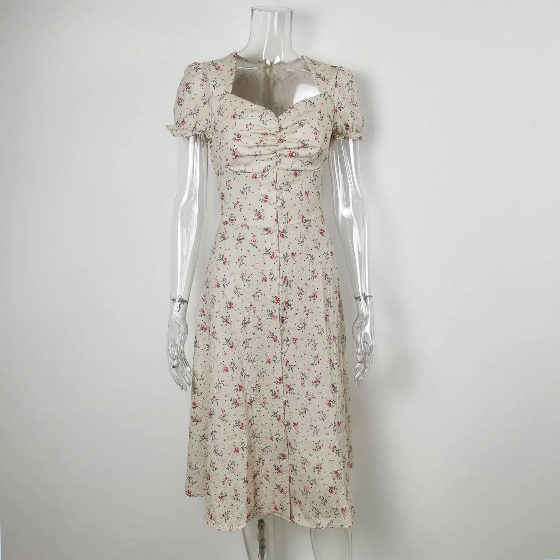 DressBetty - Summer Vintage Women Side Split Long Dress Female Boho Beach Retro Print Sundress Vestido