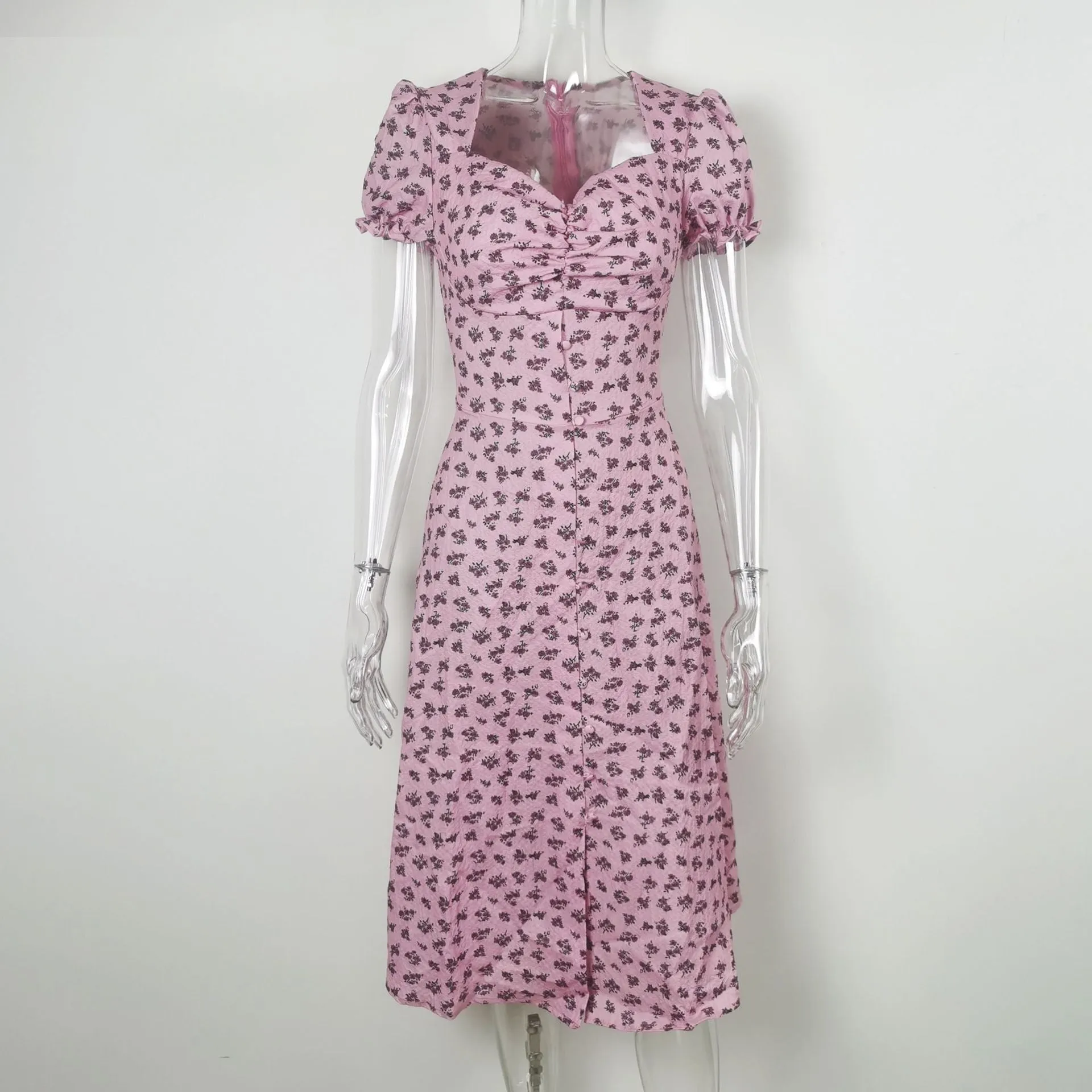 DressBetty - Summer Vintage Women Side Split Long Dress Female Boho Beach Retro Print Sundress Vestido