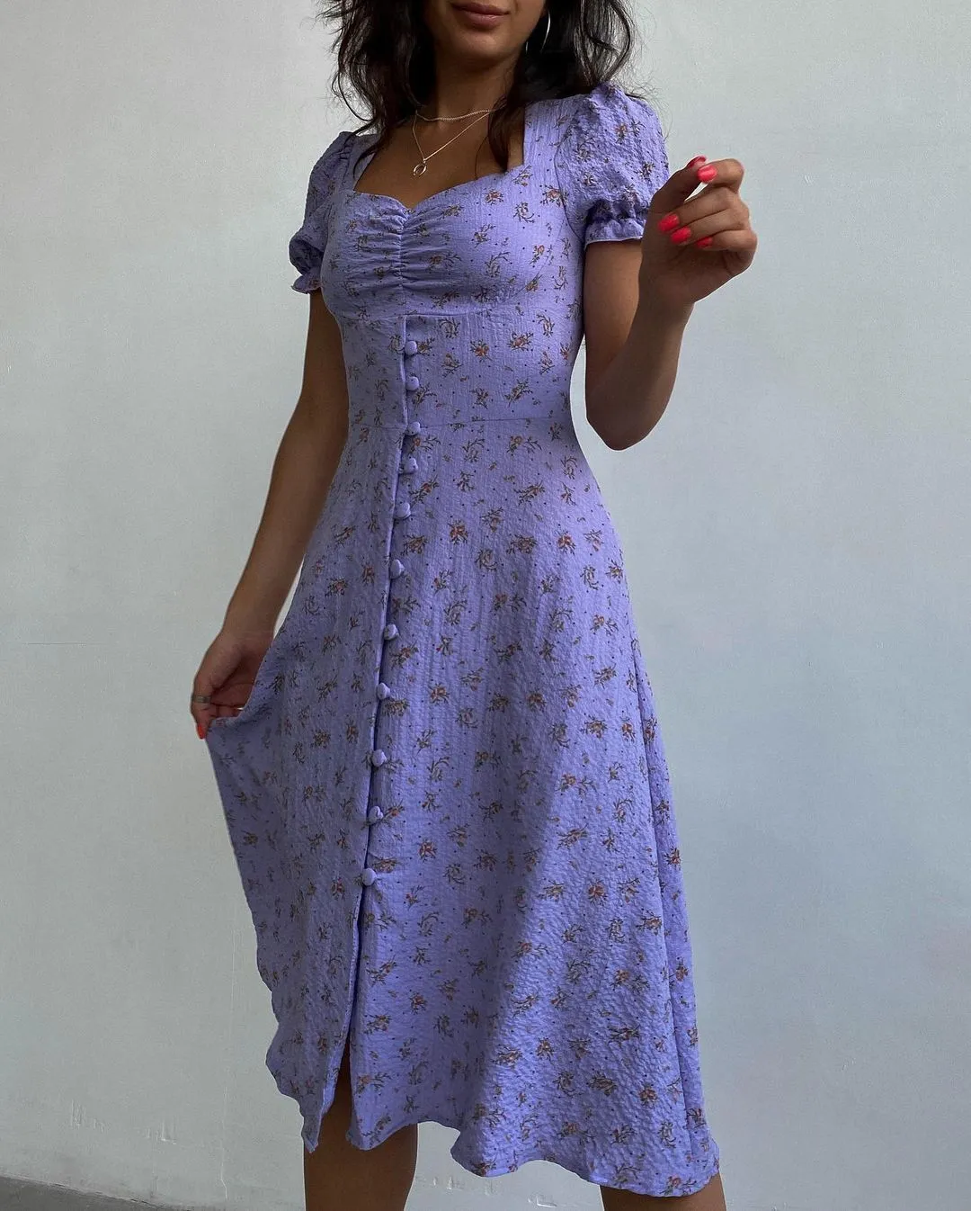 DressBetty - Summer Vintage Women Side Split Long Dress Female Boho Beach Retro Print Sundress Vestido