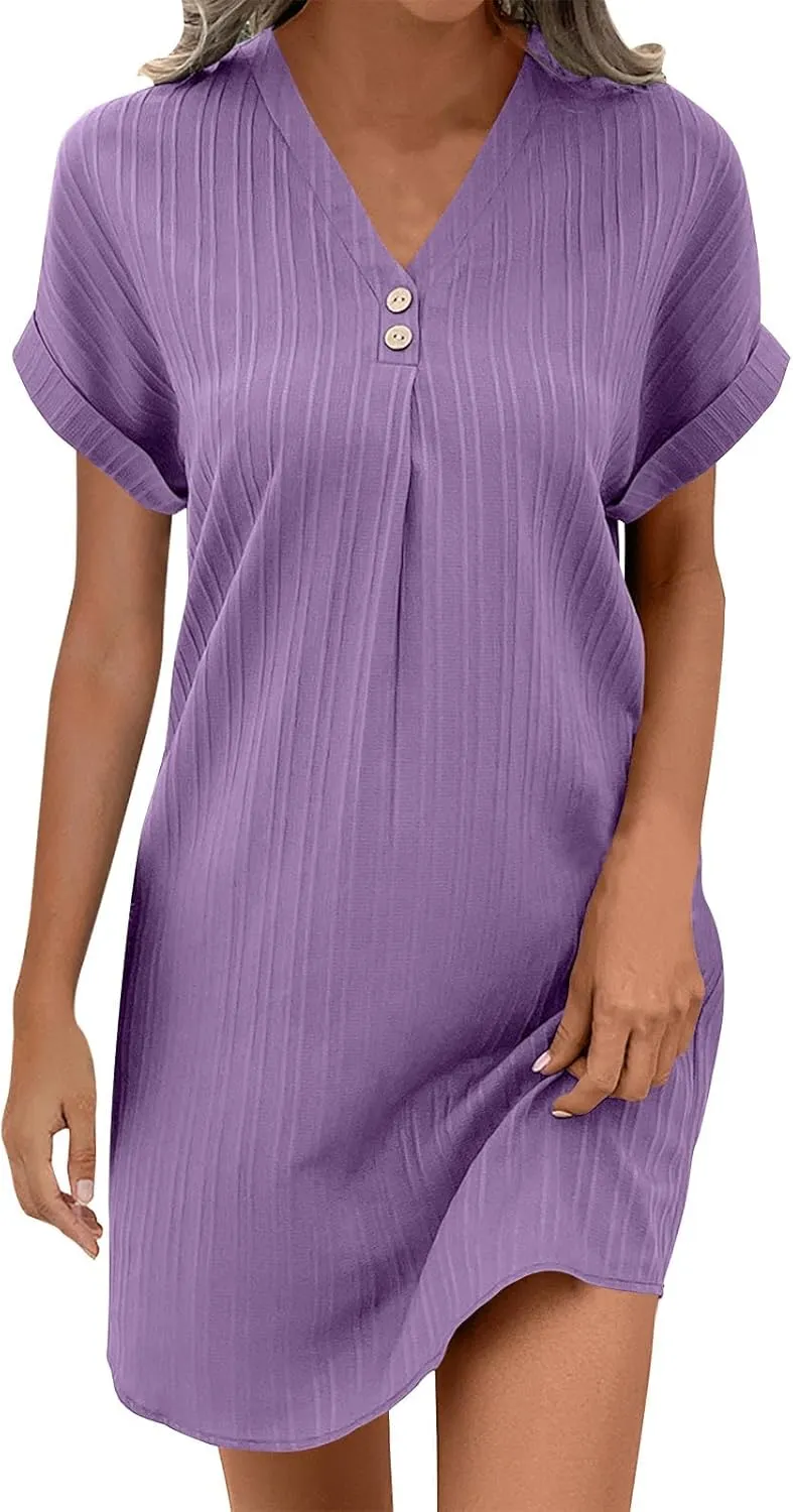 Dresses for Women Trendy Summer Short Sleeve Boho Travel Dresses Beach Wear Party Maxi Spring Vacation Dress
