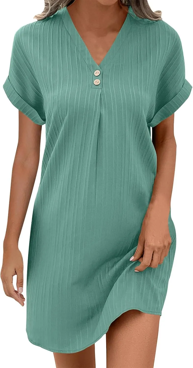 Dresses for Women Trendy Summer Short Sleeve Boho Travel Dresses Beach Wear Party Maxi Spring Vacation Dress