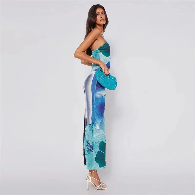 FashionSierra - Blue Boho Printed Yellow Sundress