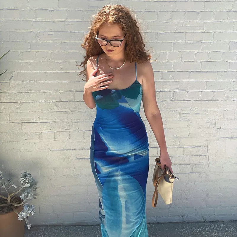 FashionSierra - Blue Boho Printed Yellow Sundress