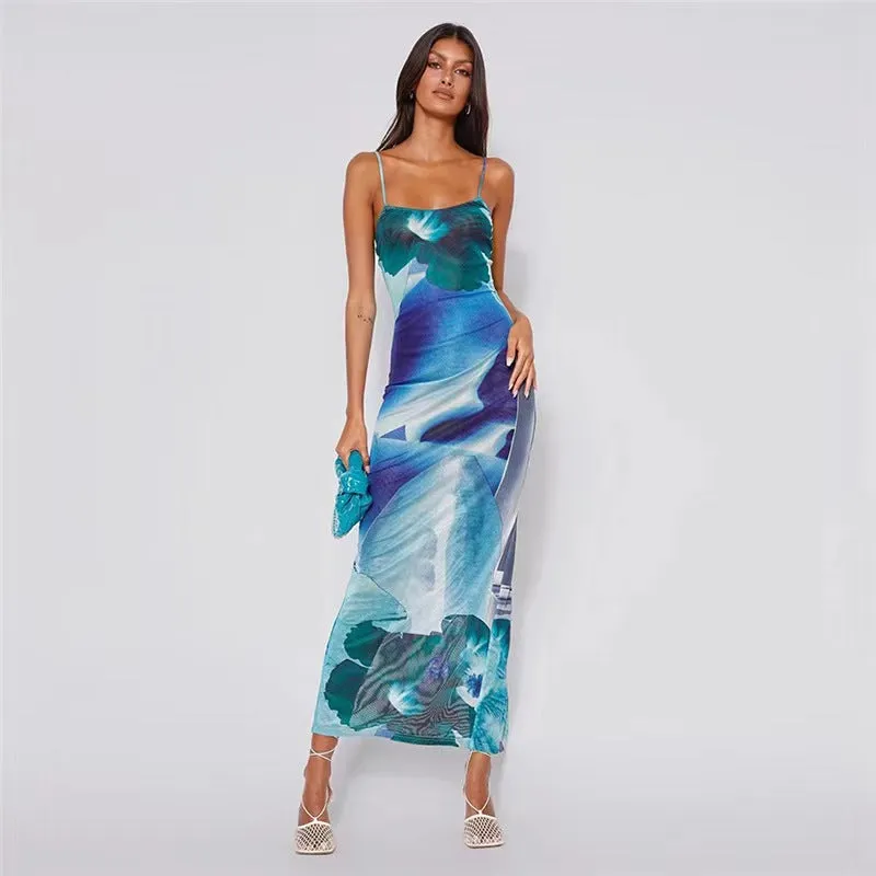 FashionSierra - Blue Boho Printed Yellow Sundress