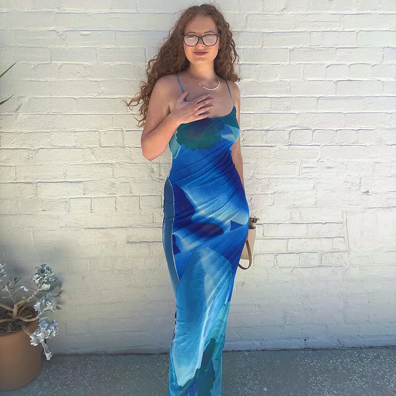 FashionSierra - Blue Boho Printed Yellow Sundress