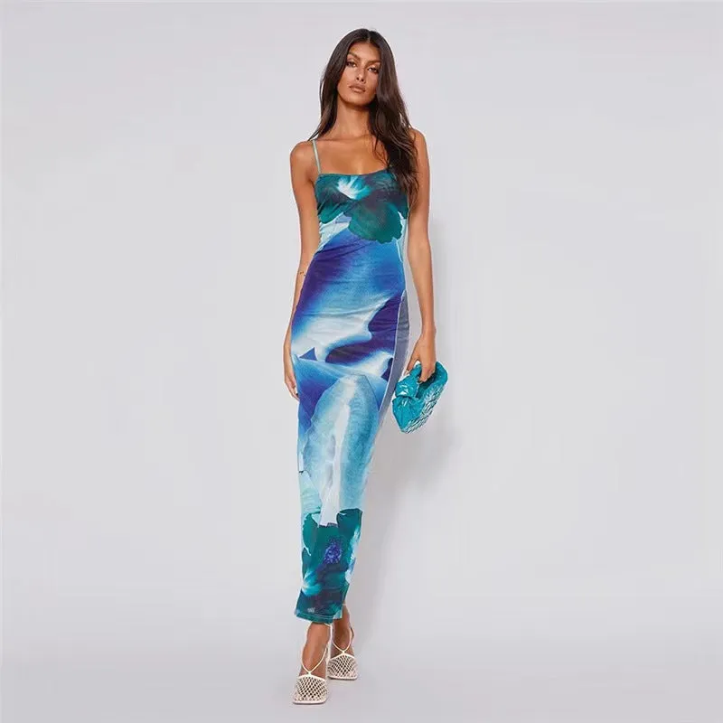 FashionSierra - Blue Boho Printed Yellow Sundress