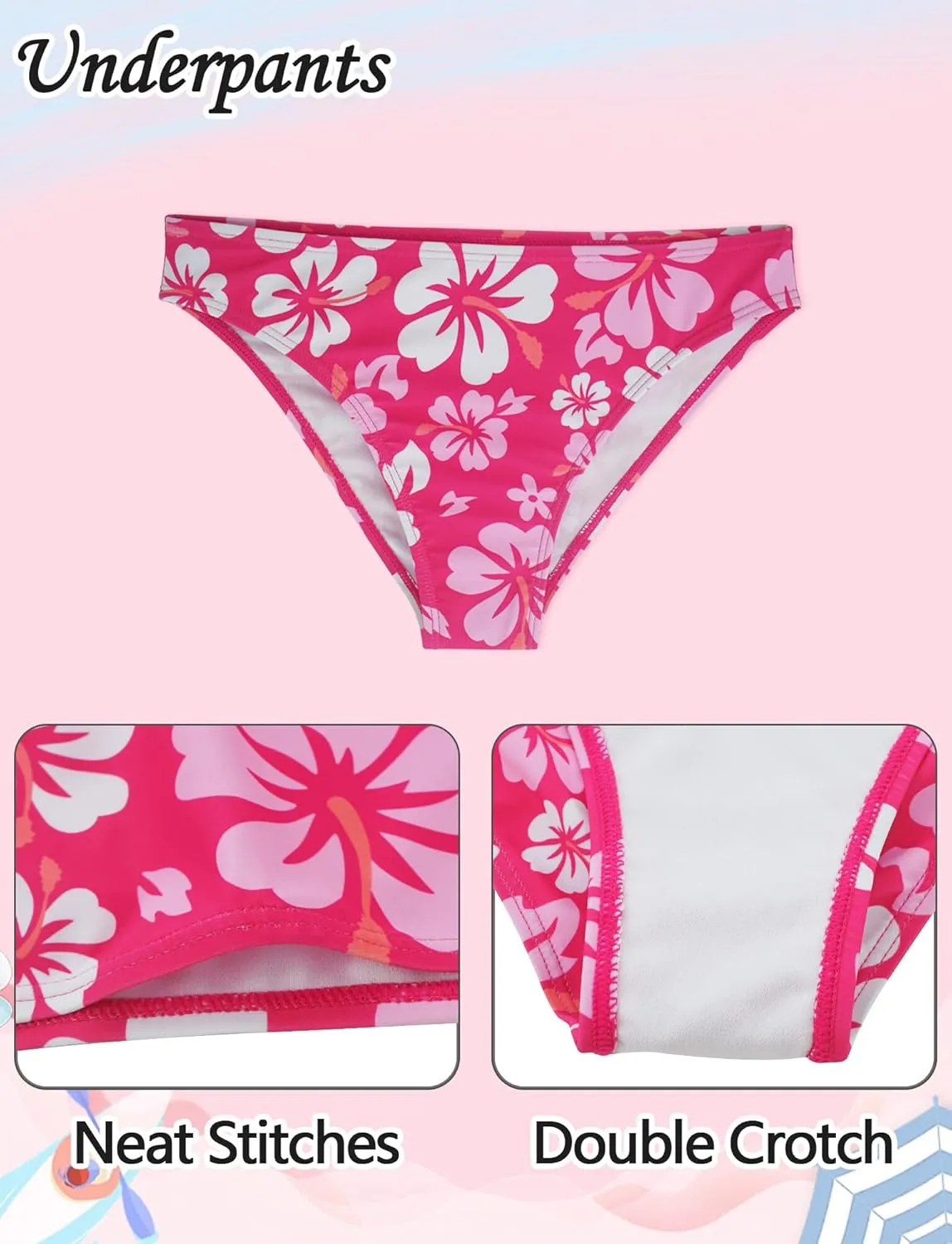 Girls 3 Piece Swimsuit Summer Hawaiian Bikini Set with Beach Cover Up Skirt Bathing Suit Swimwear 8-15 Years