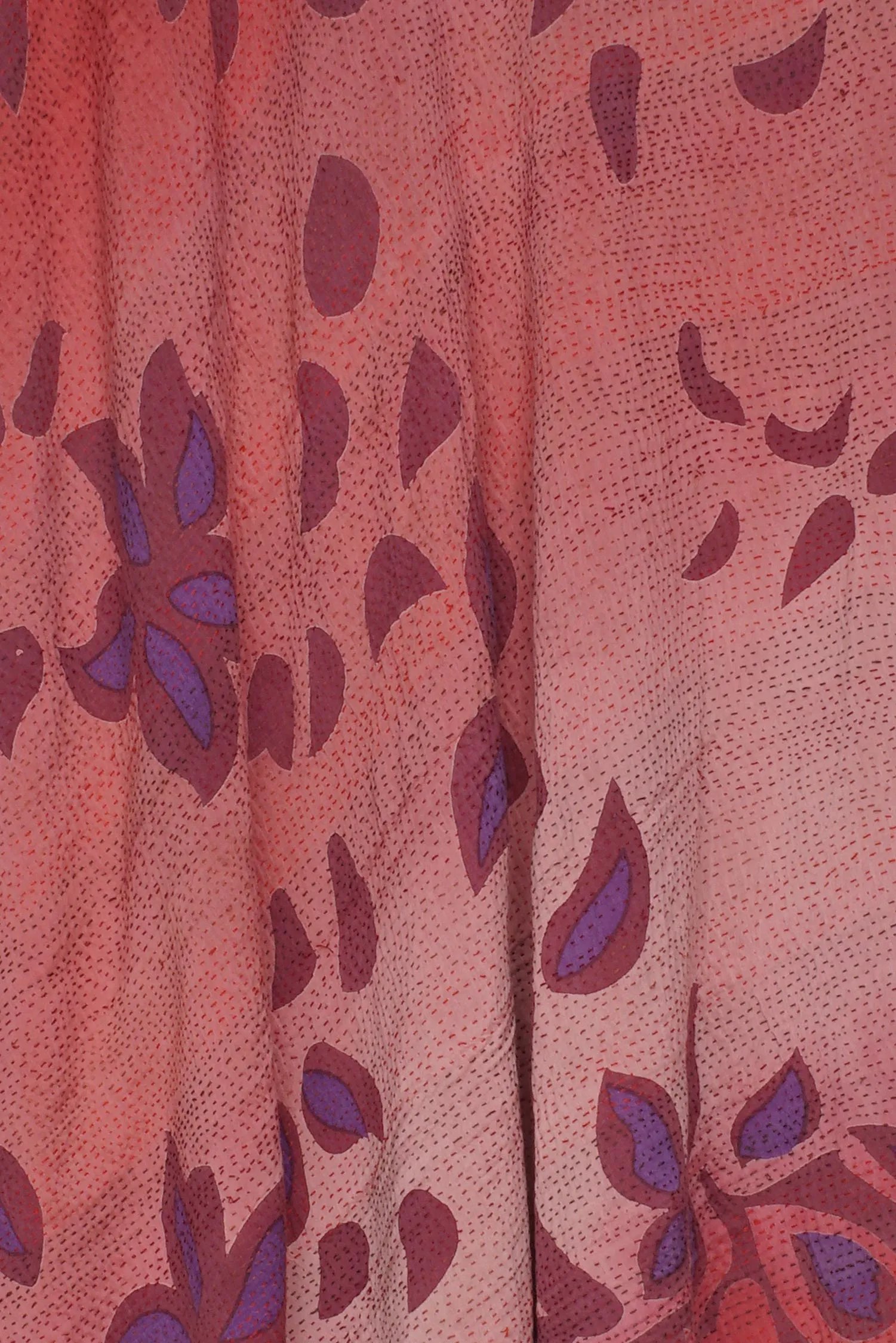 HOLIDAY FLOWER SILK COTTON KANTHA TANK FLARE DRESS - ho2402-red -