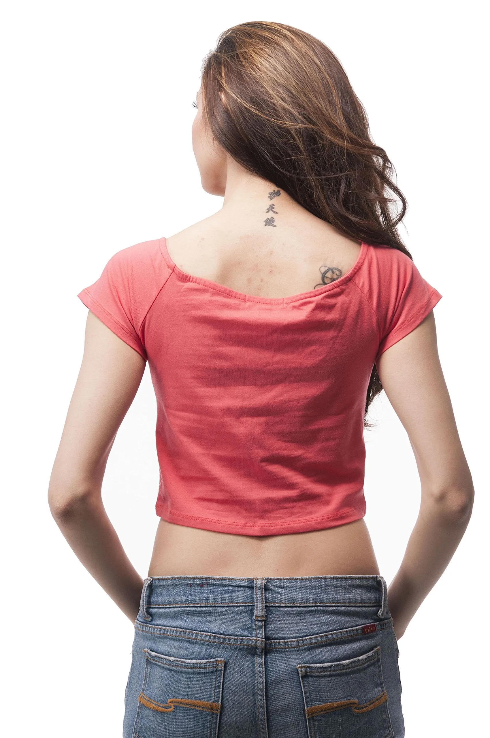 Hollywood Star Fashion Short Sleeve Plain Off The Shoulder Crop Top