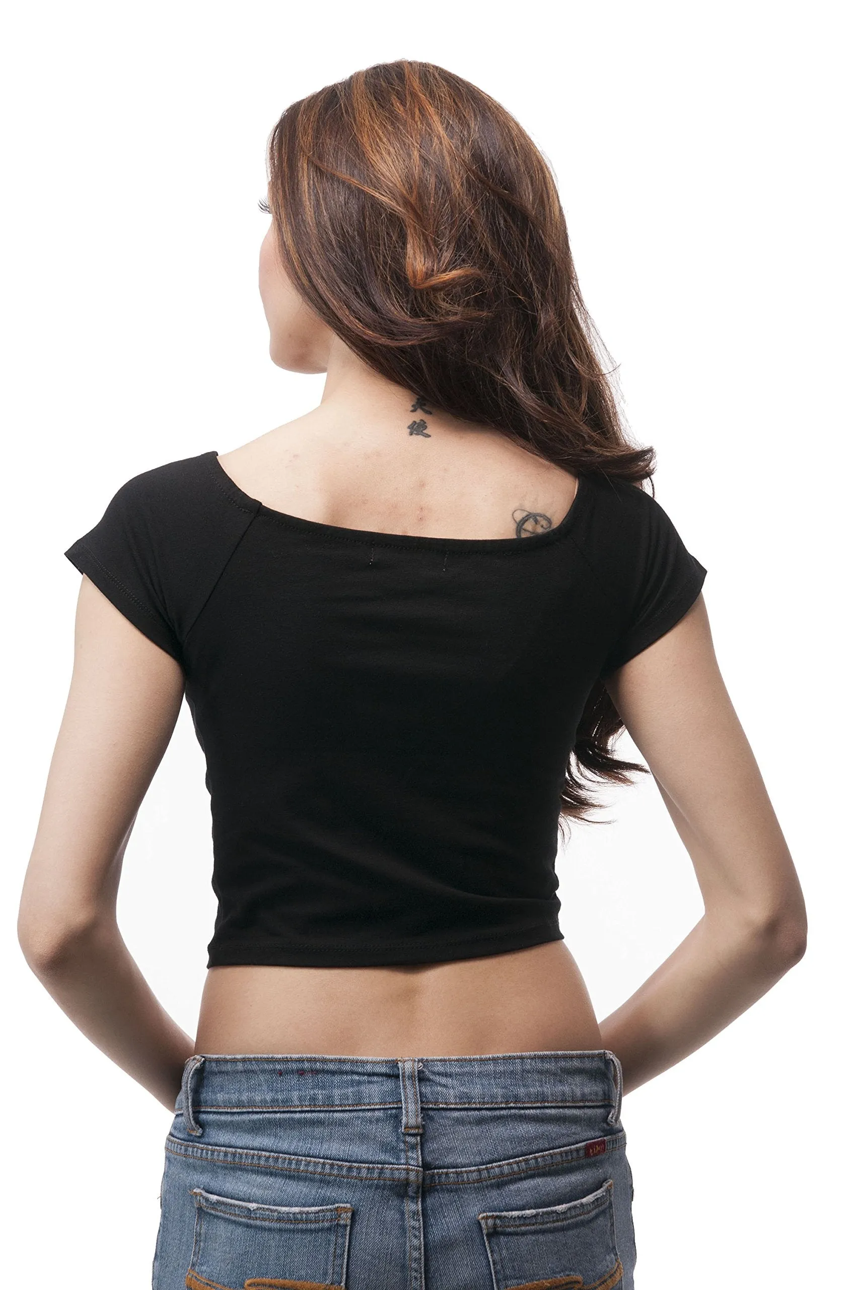 Hollywood Star Fashion Short Sleeve Plain Off The Shoulder Crop Top