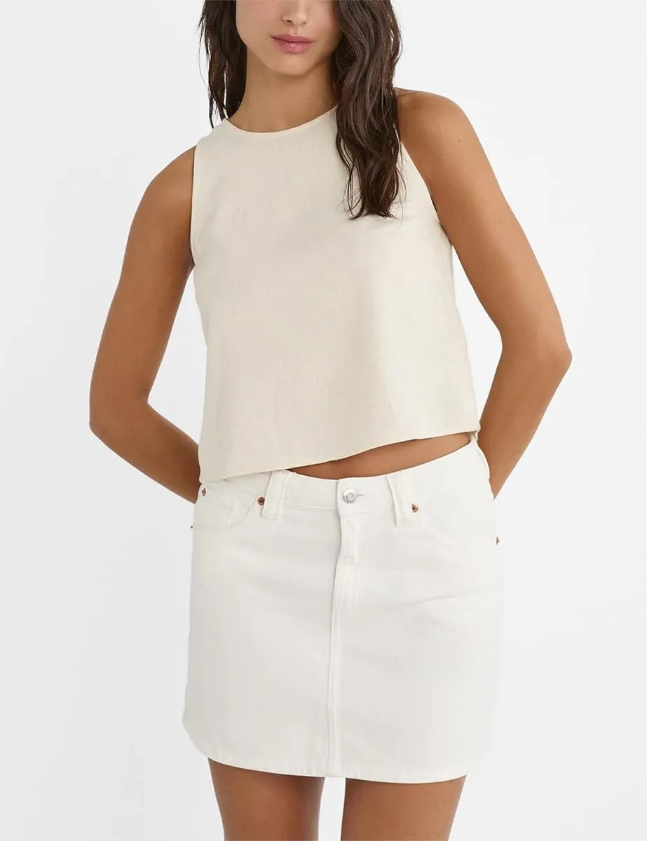 Kinghua Womens Linen Crop Tops Summer 2024 Casual Loose Sleeveless Tank Top Shirts