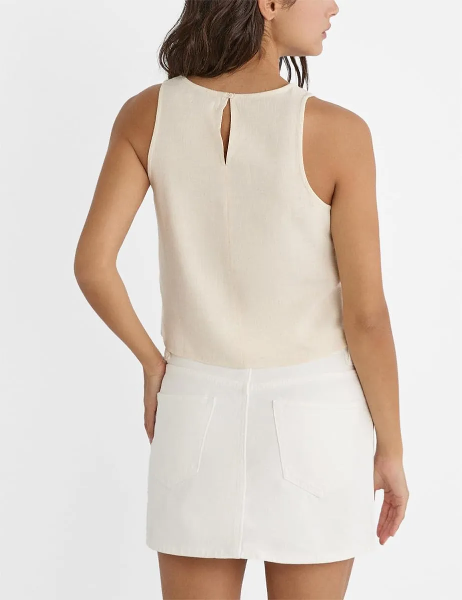 Kinghua Womens Linen Crop Tops Summer 2024 Casual Loose Sleeveless Tank Top Shirts