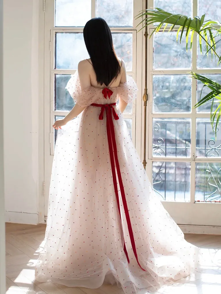 Light Pink Tulle Long Prom Dress, Light Pink A-Line Long Formal Dress