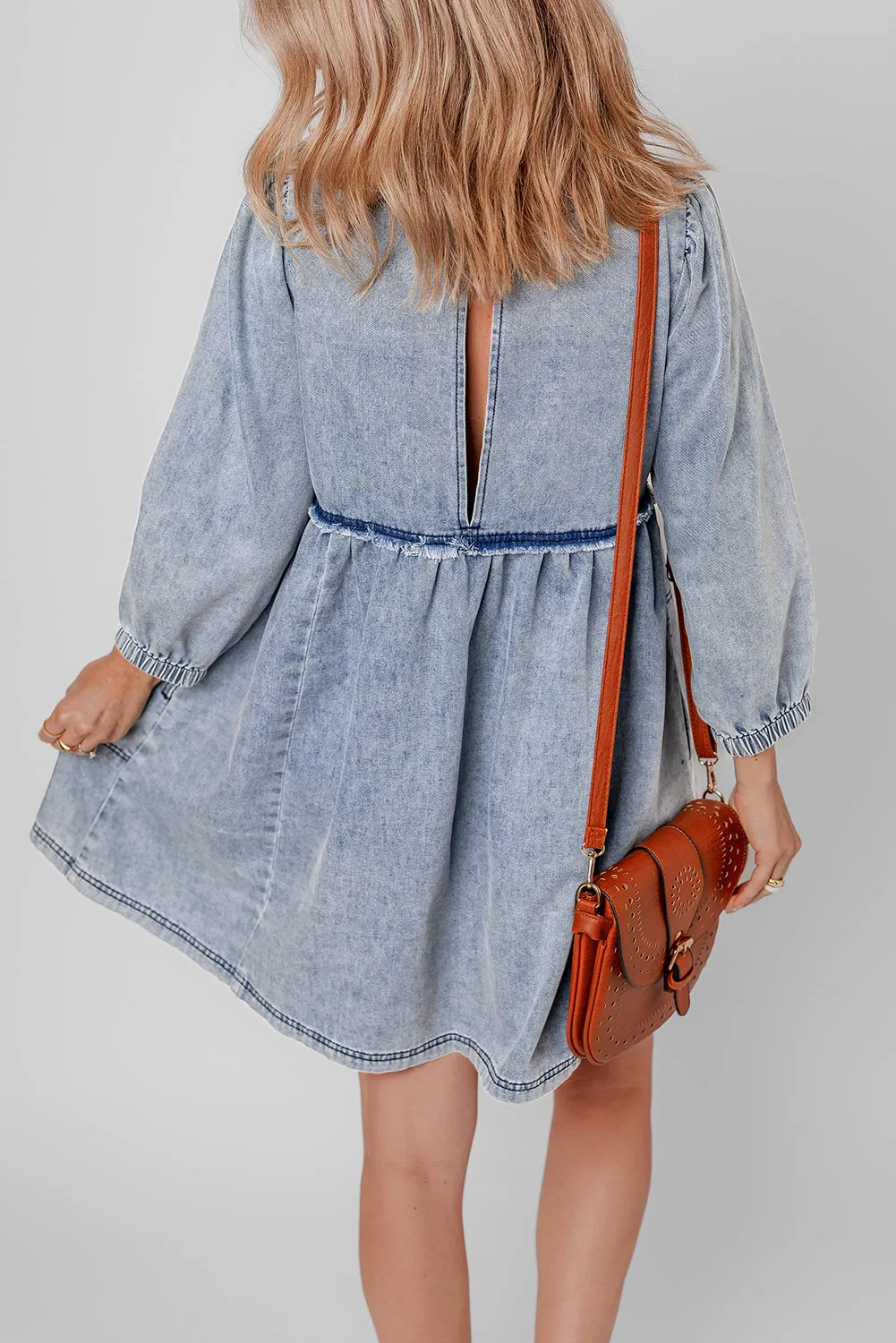 Light Wash Distressed Denim Dress