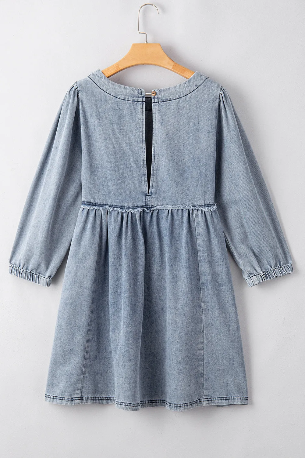 Light Wash Distressed Denim Dress