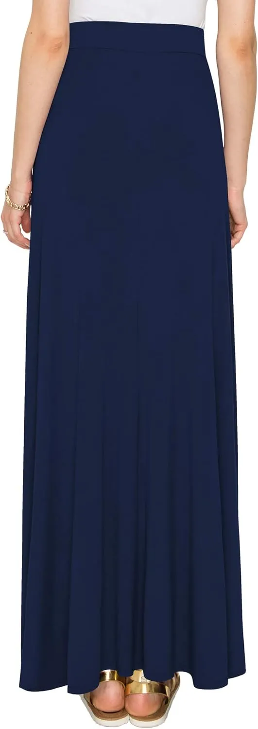 Lock and Love Women's Casual Comfy Stylish High Waist Flare Long Maxi Skirt – Available in Print & Solid Options