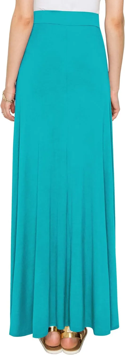 Lock and Love Women's Casual Comfy Stylish High Waist Flare Long Maxi Skirt – Available in Print & Solid Options