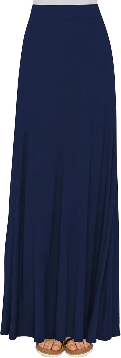 Lock and Love Women's Casual Comfy Stylish High Waist Flare Long Maxi Skirt – Available in Print & Solid Options
