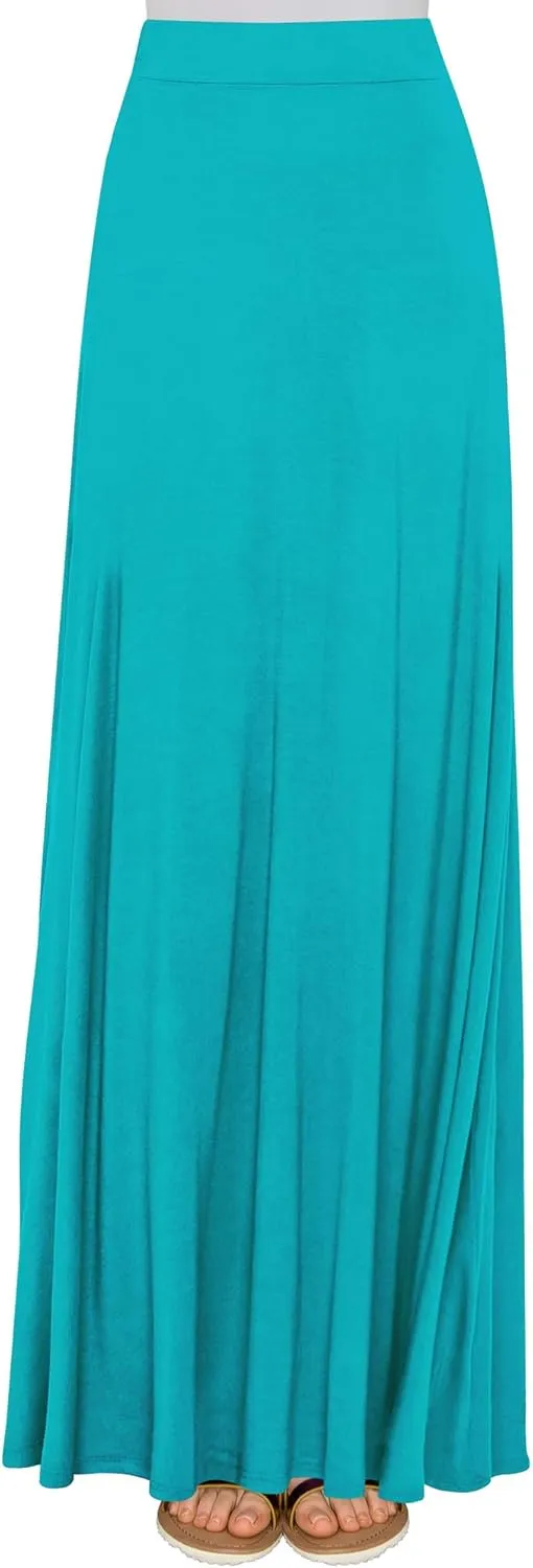 Lock and Love Women's Casual Comfy Stylish High Waist Flare Long Maxi Skirt – Available in Print & Solid Options