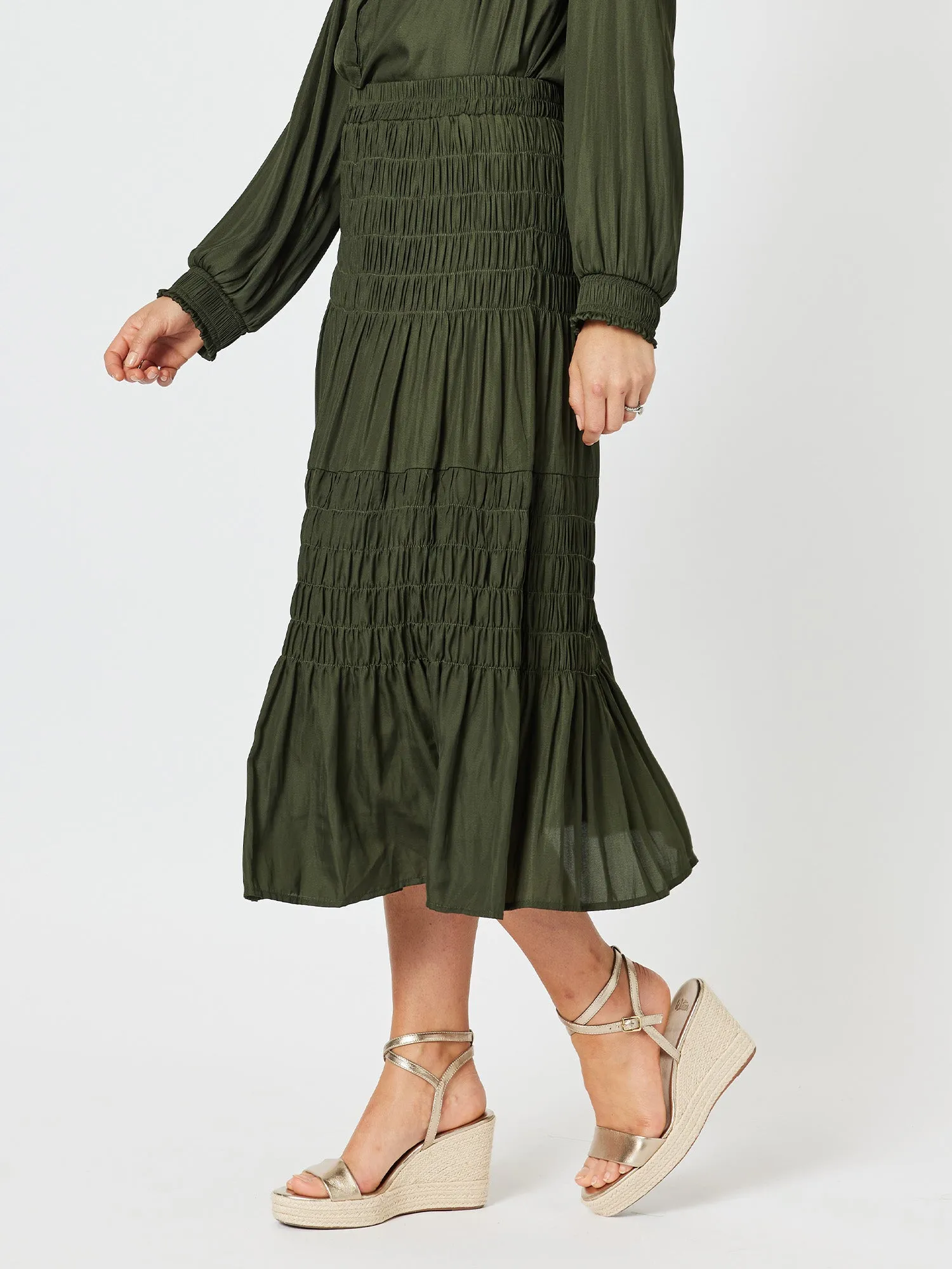 Luxe Shirred Skirt - Cypress