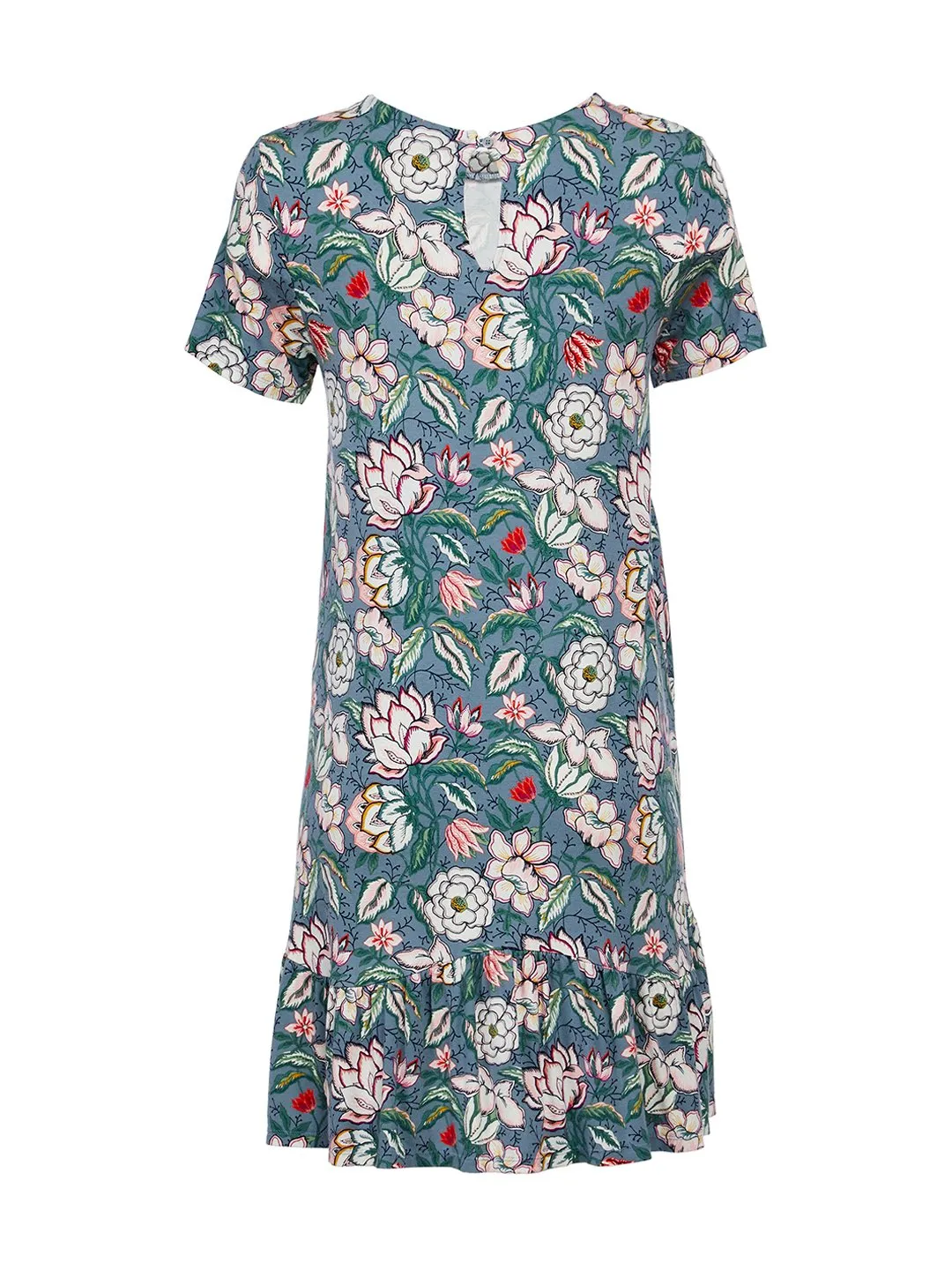 Maternity Floral Flounce Dress in Windblown Grey