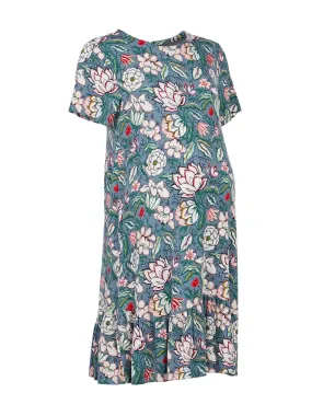 Maternity Floral Flounce Dress in Windblown Grey
